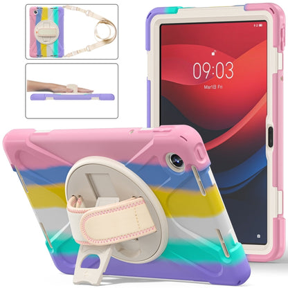 For Lenovo Tab M11 /Xiaomi Pad 11 2024 Rotatable Holder Silicone Hybrid PC Tablet Case with Shoulder Strap(Colorful Pink) - Lenovo by PMC Jewellery | Online Shopping South Africa | PMC Jewellery | Buy Now Pay Later Mobicred