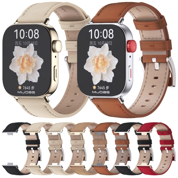 For Huawei Watch Fit3 MIJOBS Genuine Leather Watch Band(Brown Silver) - free shipping - PMc TechLife - Order now!