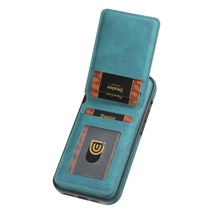 For iPhone 16 Denior D17 Skin Feel MagSafe Detachable Card Slot Phone Case(Blue) - iPhone 16 Cases by Denior | Online Shopping South Africa | PMC Jewellery | Buy Now Pay Later Mobicred