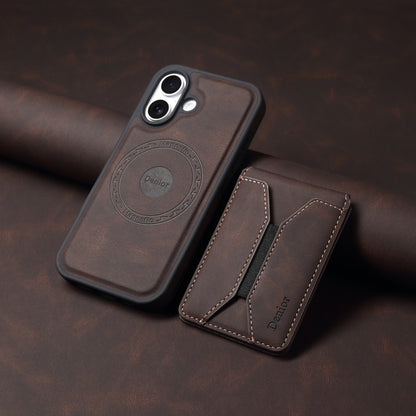 For iPhone 16 Denior D17 Skin Feel MagSafe Detachable Card Slot Phone Case(Brown) - iPhone 16 Cases by Denior | Online Shopping South Africa | PMC Jewellery | Buy Now Pay Later Mobicred