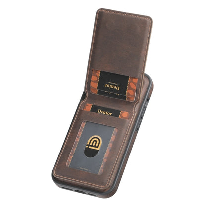 For iPhone 16 Denior D17 Skin Feel MagSafe Detachable Card Slot Phone Case(Brown) - iPhone 16 Cases by Denior | Online Shopping South Africa | PMC Jewellery | Buy Now Pay Later Mobicred