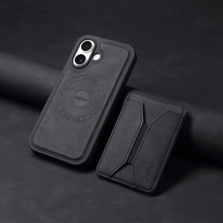 For iPhone 16 Denior D17 Skin Feel MagSafe Detachable Card Slot Phone Case(Black) - iPhone 16 Cases by Denior | Online Shopping South Africa | PMC Jewellery | Buy Now Pay Later Mobicred