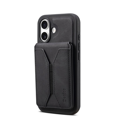 For iPhone 16 Denior D17 Skin Feel MagSafe Detachable Card Slot Phone Case(Black) - iPhone 16 Cases by Denior | Online Shopping South Africa | PMC Jewellery | Buy Now Pay Later Mobicred