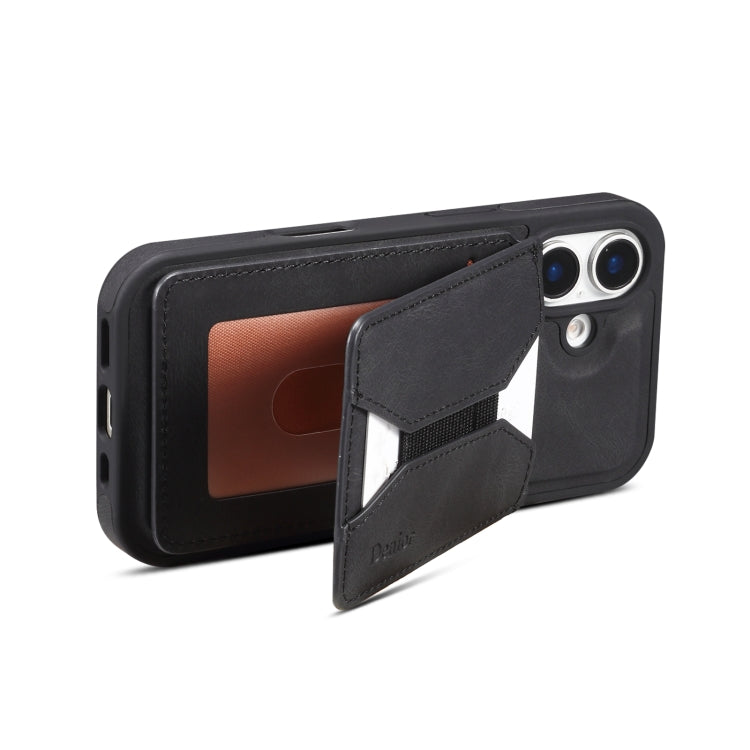 For iPhone 16 Denior D17 Skin Feel MagSafe Detachable Card Slot Phone Case(Black) - iPhone 16 Cases by Denior | Online Shopping South Africa | PMC Jewellery | Buy Now Pay Later Mobicred