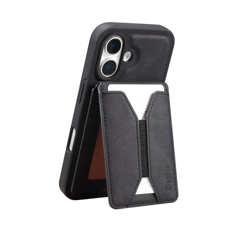 For iPhone 16 Denior D17 Skin Feel MagSafe Detachable Card Slot Phone Case(Black) - iPhone 16 Cases by Denior | Online Shopping South Africa | PMC Jewellery | Buy Now Pay Later Mobicred