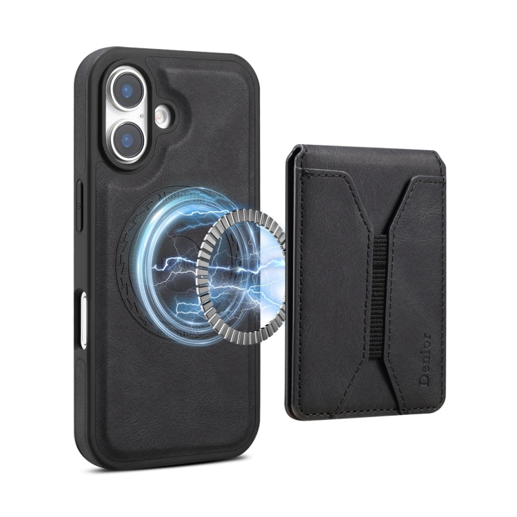 For iPhone 16 Denior D17 Skin Feel MagSafe Detachable Card Slot Phone Case(Black) - iPhone 16 Cases by Denior | Online Shopping South Africa | PMC Jewellery | Buy Now Pay Later Mobicred