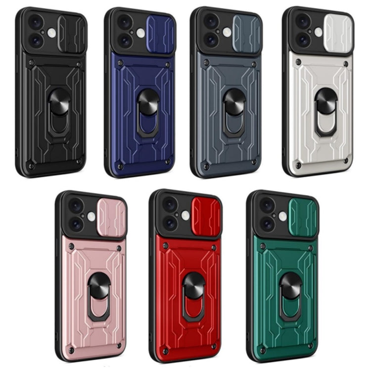 For iPhone 16 Plus Sliding Camshield TPU+PC Phone Case with Card Slot(Grey) - iPhone 16 Plus Cases by PMC TechLife | Online Shopping South Africa | PMC TechLife | Buy Now Pay Later Mobicred