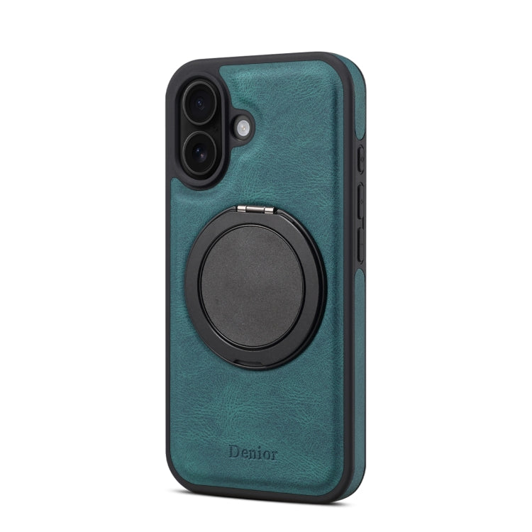 For iPhone 16 Plus Denior A14 Skin Feel Rotating Holder MagSafe Phone Case(Blue) - iPhone 16 Plus Cases by Denior | Online Shopping South Africa | PMC Jewellery | Buy Now Pay Later Mobicred