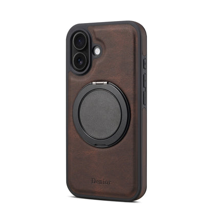 For iPhone 16 Plus Denior A14 Skin Feel Rotating Holder MagSafe Phone Case(Brown) - iPhone 16 Plus Cases by Denior | Online Shopping South Africa | PMC Jewellery | Buy Now Pay Later Mobicred