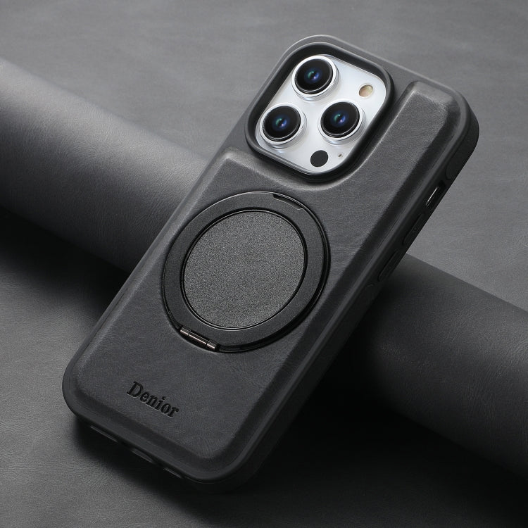 For iPhone 16 Pro Denior A14 Skin Feel Rotating Holder MagSafe Phone Case(Black) - iPhone 16 Pro Cases by Denior | Online Shopping South Africa | PMC TechLife | Buy Now Pay Later Mobicred