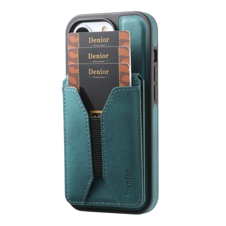 For iPhone 16 Pro Denior D18 Skin Feel Rotating Holder MagSafe Detachable Card Slot Phone Case(Blue) - iPhone 16 Pro Cases by Denior | Online Shopping South Africa | PMC Jewellery | Buy Now Pay Later Mobicred