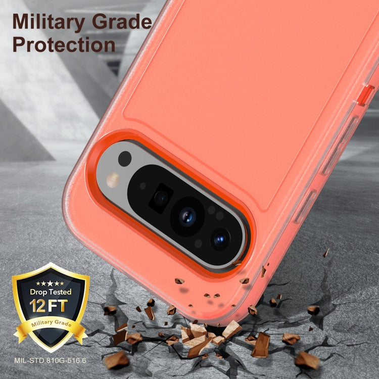 For Google Pixel 9 Pro Rugged PC + Silicone Phone Case with Holder(Transparent+Orange) - Google Cases by PMC TechLife | Online Shopping South Africa | PMC TechLife | Buy Now Pay Later Mobicred