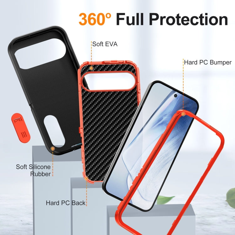 For Google Pixel 9 Rugged PC + Silicone Phone Case with Holder(Black+Orange) - Google Cases by PMC Jewellery | Online Shopping South Africa | PMC Jewellery | Buy Now Pay Later Mobicred