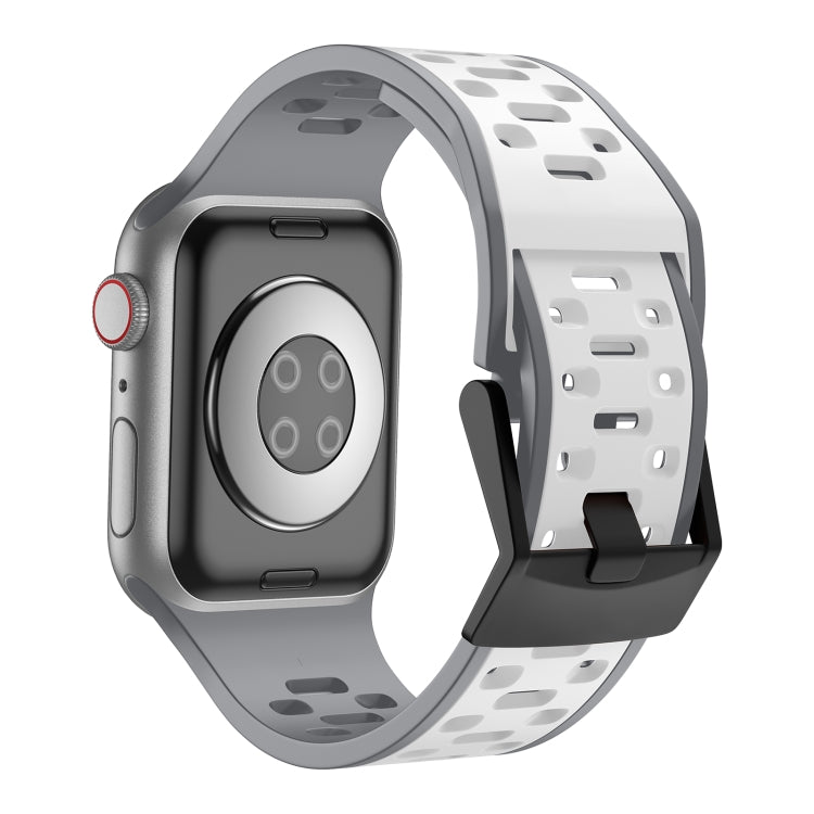 For Apple Watch Series 4 44mm Meteorite Two-color Silicone Watch Band(Grey White) - free shipping - PMc TechLife - Order now!