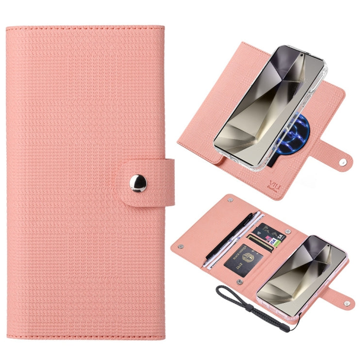 For Samsung Galaxy S24 Ultra 5G ViLi GHB-C Series RFID MagSafe Magnetic Flip Leather Phone Case(Pink) - Galaxy S24 Ultra 5G Cases by ViLi | Online Shopping South Africa | PMC Jewellery | Buy Now Pay Later Mobicred