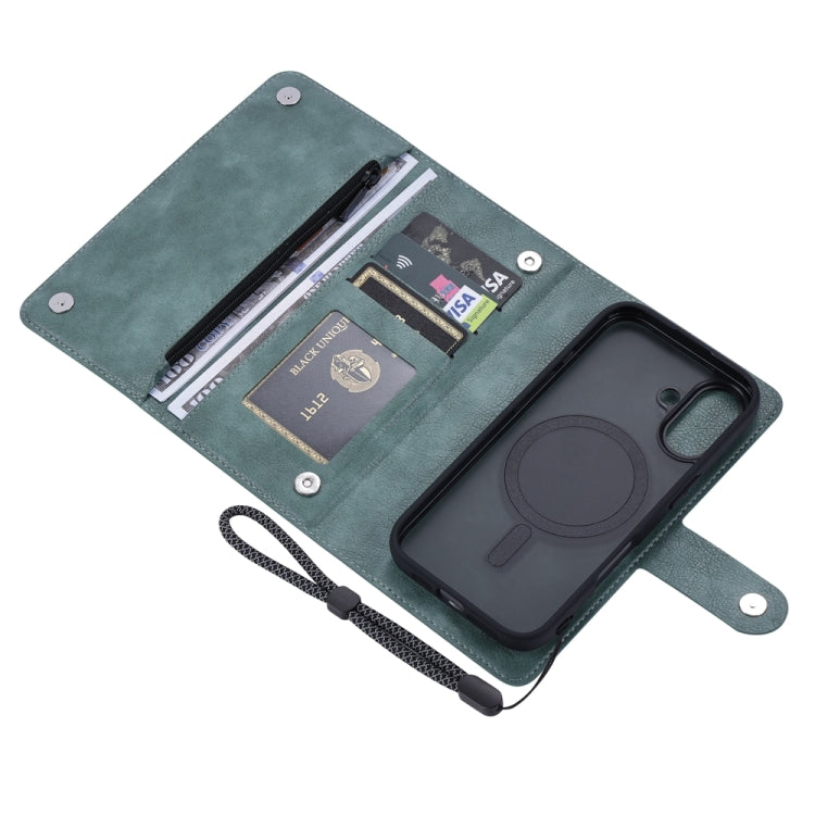 For iPhone 16 ViLi GVS Series MagSafe Magnetic RFID Leather Phone Case(Green) - iPhone 16 Cases by ViLi | Online Shopping South Africa | PMC Jewellery | Buy Now Pay Later Mobicred