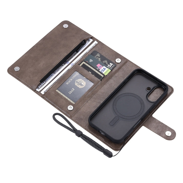 For iPhone 16 Plus ViLi GVB Series MagSafe Magnetic RFID Leather Phone Case(Coffee) - iPhone 16 Plus Cases by ViLi | Online Shopping South Africa | PMC Jewellery | Buy Now Pay Later Mobicred