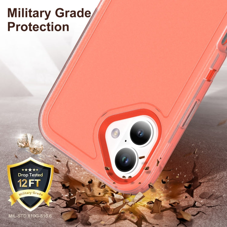 For iPhone 16 Rugged PC + Silicone Phone Case with Holder(Transparent+Orange) - iPhone 16 Cases by PMC TechLife | Online Shopping South Africa | PMC TechLife | Buy Now Pay Later Mobicred