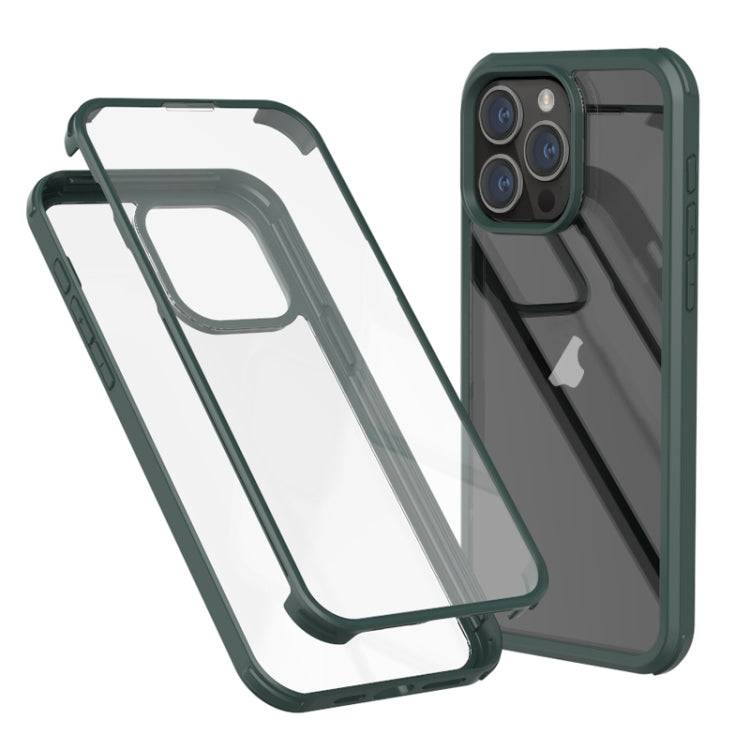 For iPhone 16 Pro Double-sided Plastic Glass Phone Protective Case(Dark Green) - iPhone 16 Pro Cases by PMC TechLife | Online Shopping South Africa | PMC TechLife | Buy Now Pay Later Mobicred