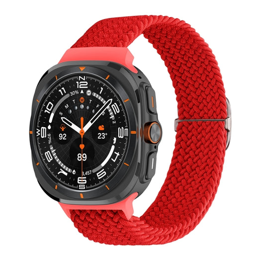 For Samsung Galaxy Watch Ultra 47mm Slide Buckle Nylon Braided Watch Band(Red) - Watch Bands by PMC Jewellery | Online Shopping South Africa | PMC Jewellery | Buy Now Pay Later Mobicred