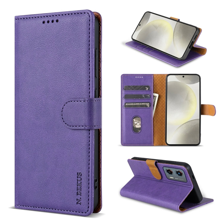 For Motorola Moto G 5G 2024 N.BEKUS CSJ-P1 Solid Color Leather Phone Case(Purple) - Motorola Cases by N.BEKUS | Online Shopping South Africa | PMC Jewellery | Buy Now Pay Later Mobicred