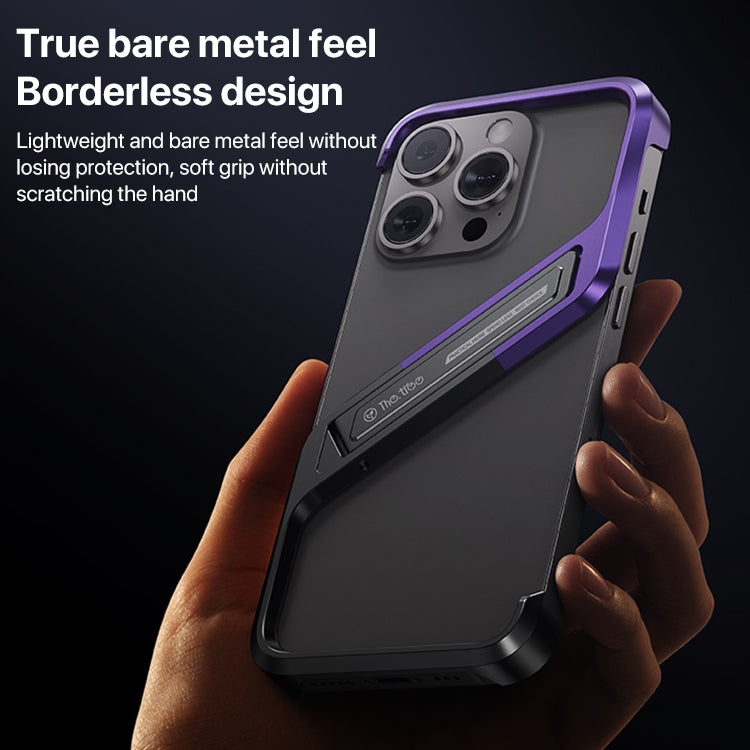 For iPhone 16 Pro Max S-shaped Stand Frameless Metal Phone Case(Black Purple) - iPhone 16 Pro Max Cases by PMC Jewellery | Online Shopping South Africa | PMC Jewellery | Buy Now Pay Later Mobicred