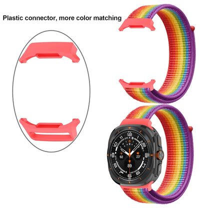 For Samsung Galaxy Watch Ultra 47mm Plastic Connector Nylon Loop Watch Band(Blue Orange Blue) - Watch Bands by PMC Jewellery | Online Shopping South Africa | PMC Jewellery | Buy Now Pay Later Mobicred