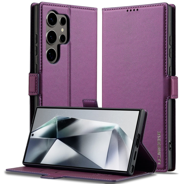 For Samsung Galaxy S24 Ultra 5G LC.IMEEKE L1 Series Frosted Fine Texture PU Phone Case(Purple) - Galaxy S24 Ultra 5G Cases by LC.IMEEKE | Online Shopping South Africa | PMC Jewellery | Buy Now Pay Later Mobicred