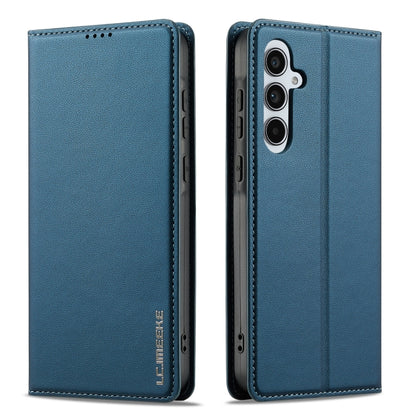 For Samsung Galaxy S24 FE 5G LC.IMEEKE L1 Series Frosted Fine Texture PU Phone Case(Blue) - Galaxy S24 FE 5G Cases by LC.IMEEKE | Online Shopping South Africa | PMC Jewellery | Buy Now Pay Later Mobicred