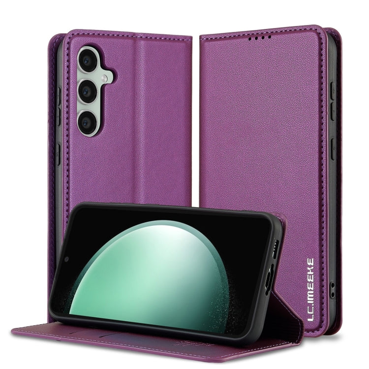 For Samsung Galaxy S24+ 5G LC.IMEEKE L1 Series Frosted Fine Texture PU Phone Case(Purple) - Galaxy S24+ 5G Cases by LC.IMEEKE | Online Shopping South Africa | PMC Jewellery | Buy Now Pay Later Mobicred