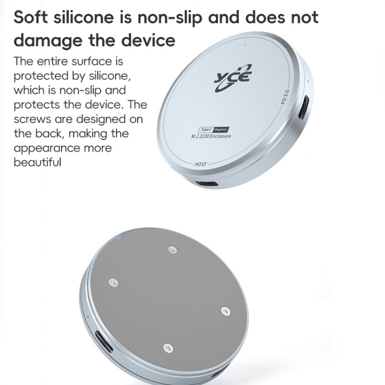 YCE-V195C USB-C / Type-C to M.2 NVMe + PD 3.0 Magnetic Hard Drive Enclosure(Grey) - HDD Enclosure by PMC Jewellery | Online Shopping South Africa | PMC Jewellery | Buy Now Pay Later Mobicred