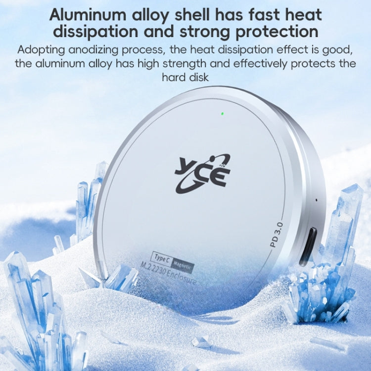 YCE-V195C USB-C / Type-C to M.2 NVMe + PD 3.0 Magnetic Hard Drive Enclosure(Grey) - HDD Enclosure by PMC Jewellery | Online Shopping South Africa | PMC Jewellery | Buy Now Pay Later Mobicred