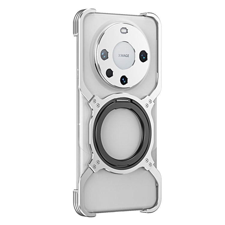 For Huawei Mate 60 Mechanical Arm Borderless MagSafe Holder Metal Phone Case(Silver) - Huawei Cases by PMC TechLife | Online Shopping South Africa | PMC TechLife | Buy Now Pay Later Mobicred