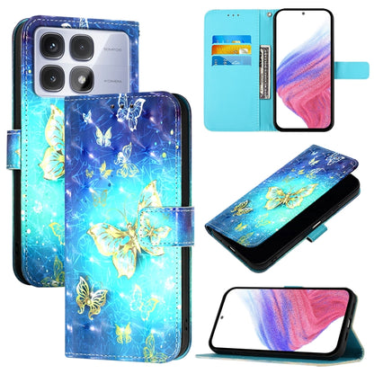 For Redmi K70 Ultra 5G Global 3D Painting Horizontal Flip Leather Phone Case(Golden Butterfly) - Xiaomi Cases by PMC Jewellery | Online Shopping South Africa | PMC Jewellery | Buy Now Pay Later Mobicred