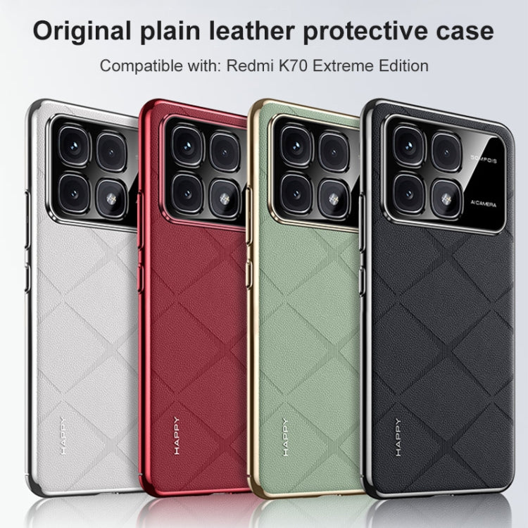 For Redmi K70 / K70 Pro Plain Leather PC Phone Case(Brown) - K70 Pro Cases by PMC Jewellery | Online Shopping South Africa | PMC Jewellery | Buy Now Pay Later Mobicred