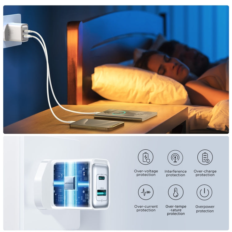 JOYROOM JR-TCF15 30W USB+USB-C / Type-C Fast Charger, Specification:UK Plug(White) - USB Charger by JOYROOM | Online Shopping South Africa | PMC Jewellery | Buy Now Pay Later Mobicred