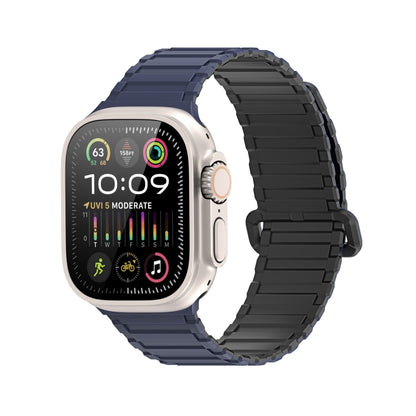 For Apple Watch Series 8 45mm DUX DUCIS KJ Series Magnetic Buckle Silicone Watch Band(Black Blue) - Watch Bands by DUX DUCIS | Online Shopping South Africa | PMC Jewellery | Buy Now Pay Later Mobicred