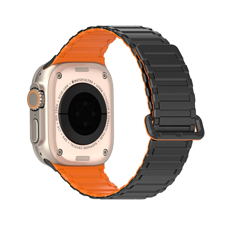 For Apple Watch Series 3 42mm DUX DUCIS KJ Series Magnetic Buckle Silicone Watch Band(Black Orange) - Watch Bands by DUX DUCIS | Online Shopping South Africa | PMC Jewellery | Buy Now Pay Later Mobicred