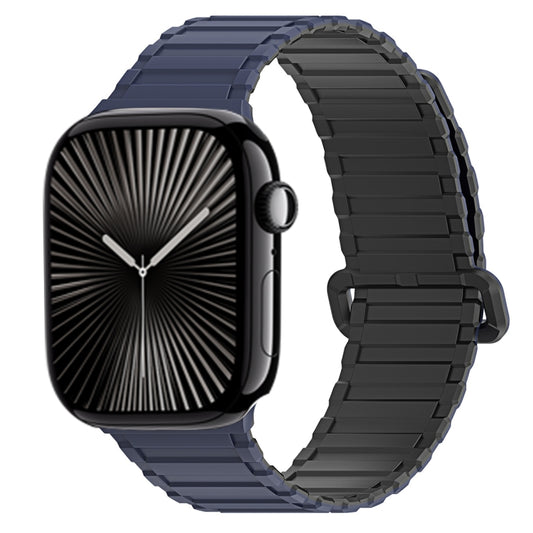 For Apple Watch Series 10 46mm DUX DUCIS KJ Series Magnetic Buckle Silicone Watch Band(Black Blue) - Watch Bands by DUX DUCIS | Online Shopping South Africa | PMC Jewellery | Buy Now Pay Later Mobicred