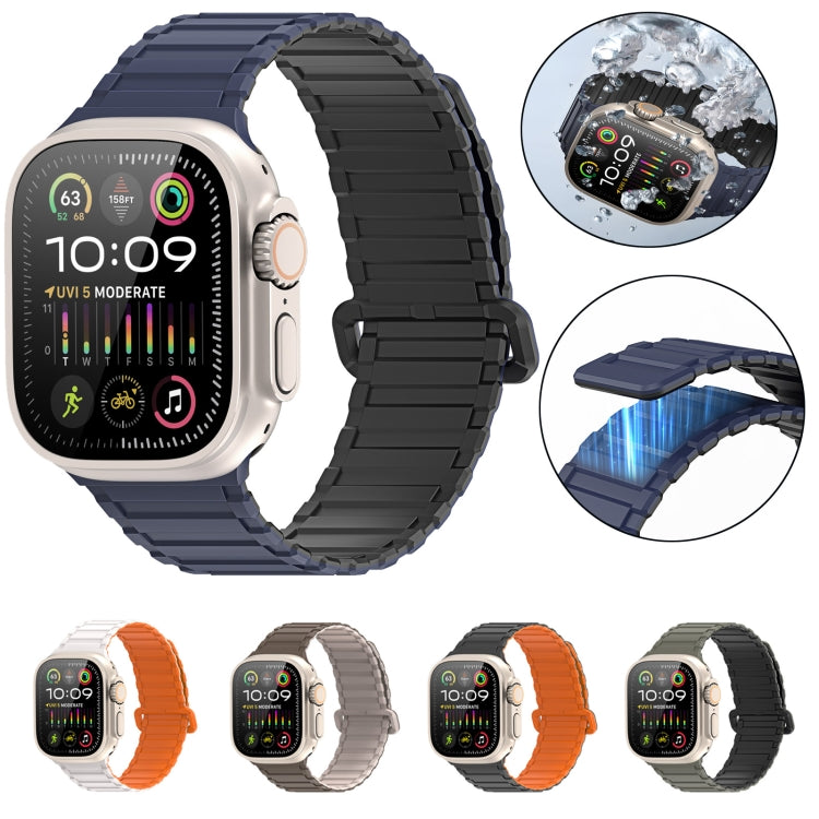 For Apple Watch SE 2023 44mm DUX DUCIS KJ Series Magnetic Buckle Silicone Watch Band(Black Orange) - Watch Bands by DUX DUCIS | Online Shopping South Africa | PMC Jewellery | Buy Now Pay Later Mobicred