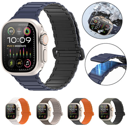 For Apple Watch Series 8 45mm DUX DUCIS KJ Series Magnetic Buckle Silicone Watch Band(Brown Grey) - Watch Bands by DUX DUCIS | Online Shopping South Africa | PMC Jewellery | Buy Now Pay Later Mobicred