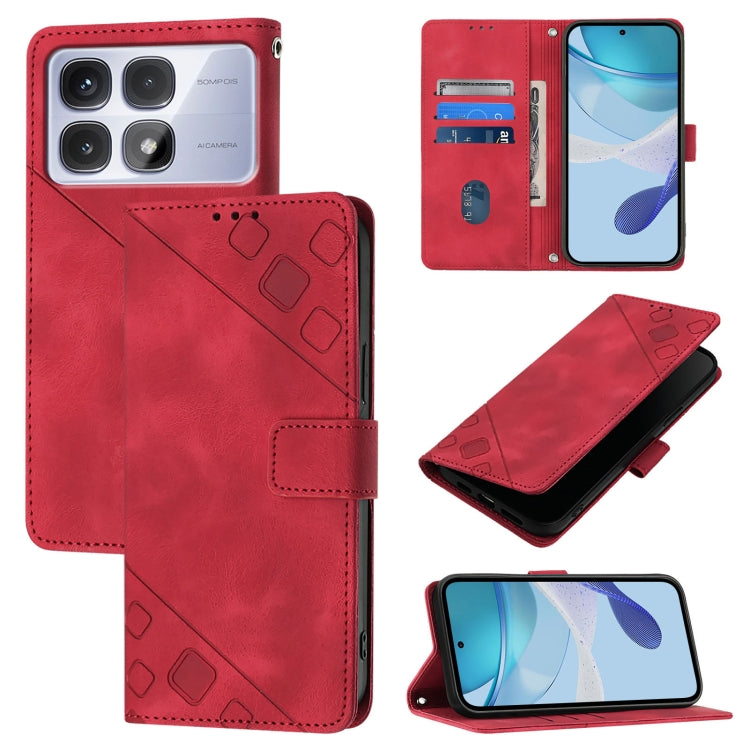 For Redmi K70 Ultra 5G Global Skin-feel Embossed Leather Phone Case(Red) - Xiaomi Cases by PMC Jewellery | Online Shopping South Africa | PMC Jewellery | Buy Now Pay Later Mobicred