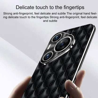 For Huawei Pura 70 Pro / 70 Pro+ Silver Edge Rhombic Texture PU Leather Phone Case(Black) - Huawei Cases by PMC Jewellery | Online Shopping South Africa | PMC Jewellery | Buy Now Pay Later Mobicred