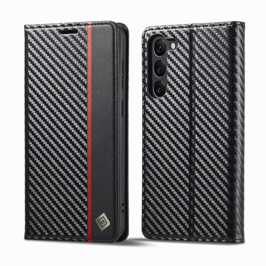 For Samsung Galaxy S25+ 5G LC.IMEEKE Carbon Fiber Leather Phone Case(Vertical Black) - Galaxy S25+ 5G Cases by LC.IMEEKE | Online Shopping South Africa | PMC Jewellery | Buy Now Pay Later Mobicred