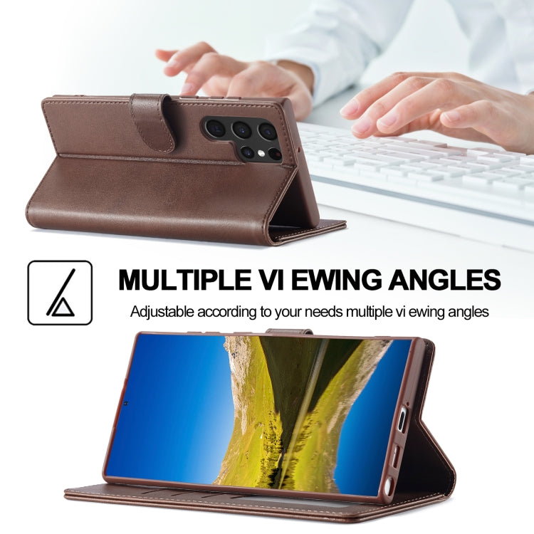 For Samsung Galaxy S25 Ultra 5G LC.IMEEKE Calf Texture Leather Phone Case(Coffee) - Galaxy S25 Ultra 5G Cases by LC.IMEEKE | Online Shopping South Africa | PMC Jewellery | Buy Now Pay Later Mobicred
