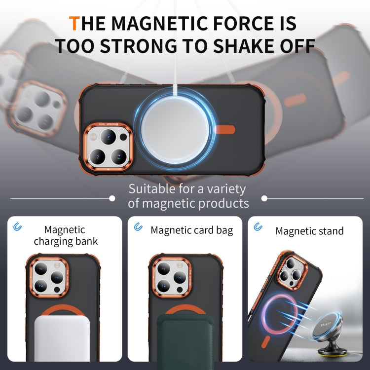 For iPhone 16 Pro Max Rainbow Series Skin Feel MagSafe Lens Holder Phone Case(Orange) - iPhone 16 Pro Max Cases by PMC TechLife | Online Shopping South Africa | PMC TechLife | Buy Now Pay Later Mobicred