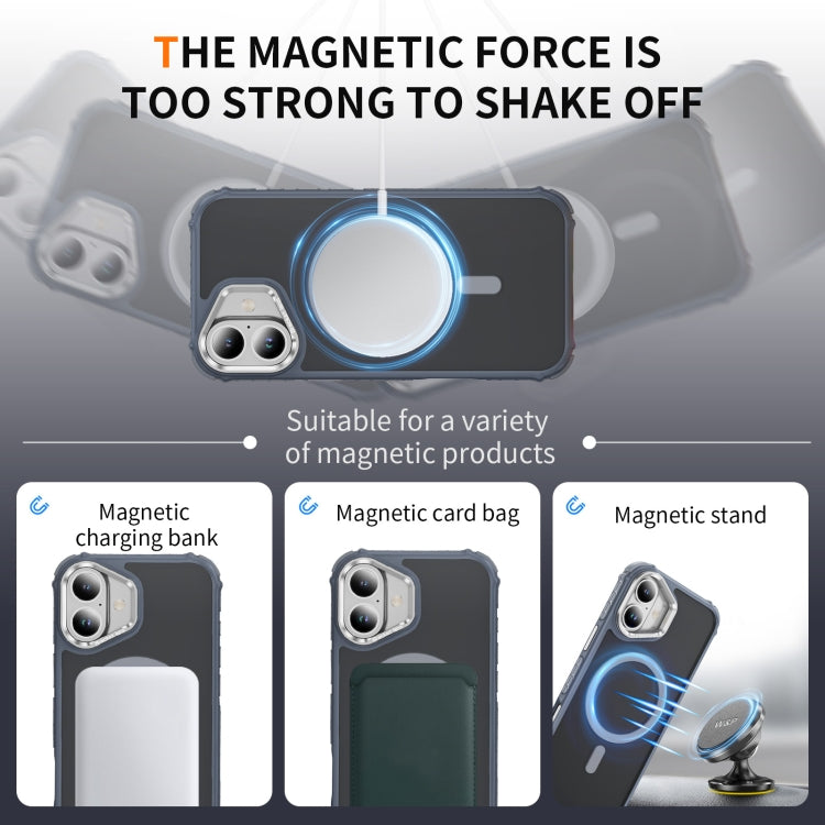 For iPhone 16 Rainbow Series Skin Feel MagSafe Lens Holder Phone Case(Grey) - iPhone 16 Cases by PMC TechLife | Online Shopping South Africa | PMC TechLife | Buy Now Pay Later Mobicred