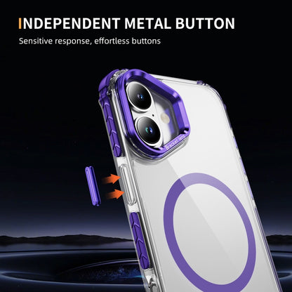 For iPhone 16 Rainbow Series Transparent MagSafe Lens Holder Phone Case(Purple) - iPhone 16 Cases by PMC Jewellery | Online Shopping South Africa | PMC Jewellery | Buy Now Pay Later Mobicred