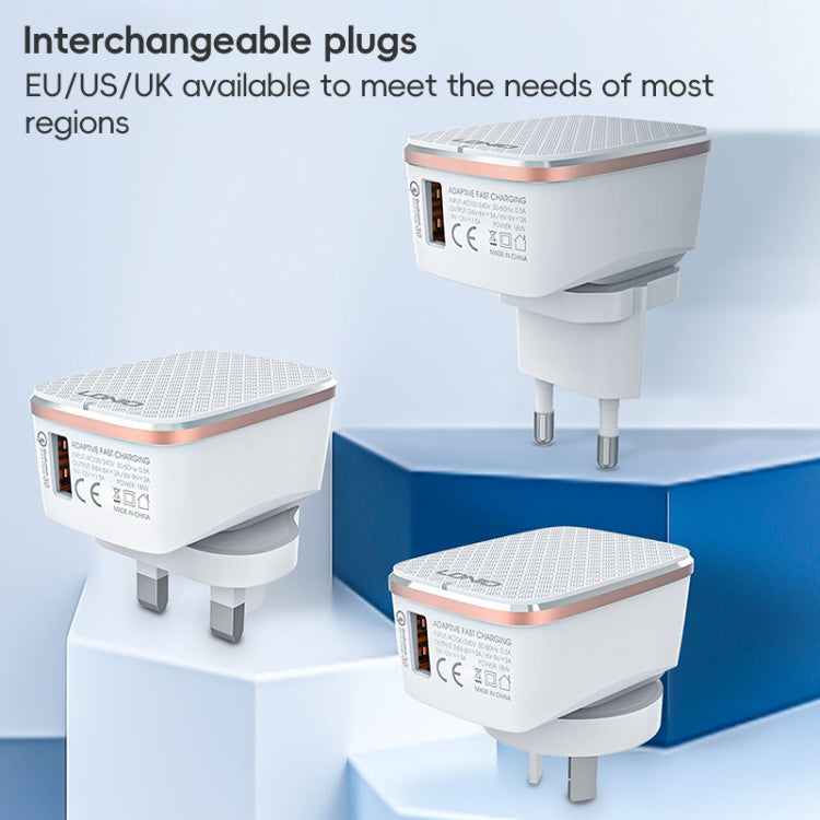 LDNIO A1204Q QC3.0 18W USB Fast Charger with 1m USB to USB-C / Type-C Cable, Plug Type:US Plug(White Gold) - USB Charger by LDNIO | Online Shopping South Africa | PMC TechLife | Buy Now Pay Later Mobicred