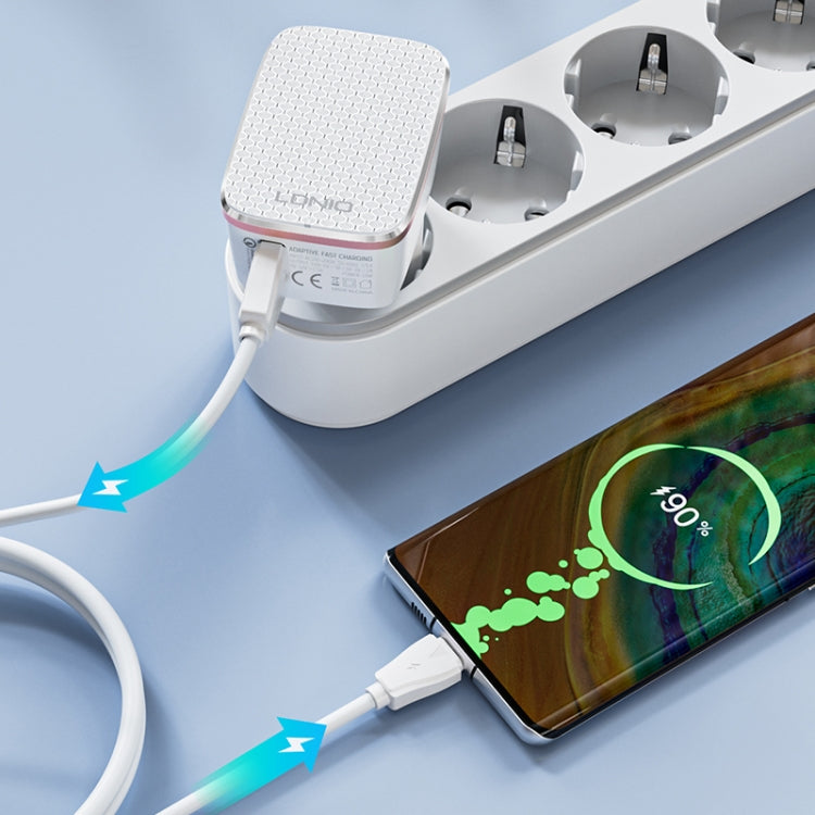 LDNIO A1204Q QC3.0 18W USB Fast Charger with 1m USB to USB-C / Type-C Cable, Plug Type:US Plug(White Gold) - USB Charger by LDNIO | Online Shopping South Africa | PMC TechLife | Buy Now Pay Later Mobicred